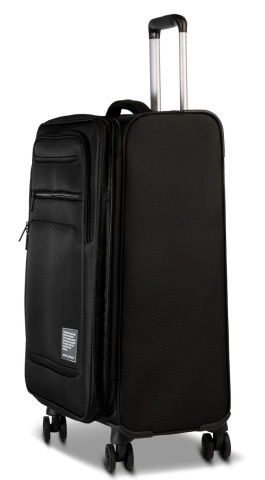 Troler de cabină Worldpack Bern F10508, 55x37x24 cm, bagaj de mână, poliester, cifru TSA, 4 roți duble, negru - Img 3