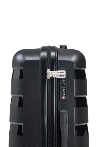 Troler Mare Aventor, 76.5x51.5x29.5 cm, Polipropilenă, Cifru TSA, 4 Roți Duble 360°, AV109, Negru - Img 4