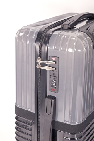 Troler Mediu Extensibil Benzi 67x40x27 cm, Policarbonat, Cifru, BZ 5914, Gri - Img 4