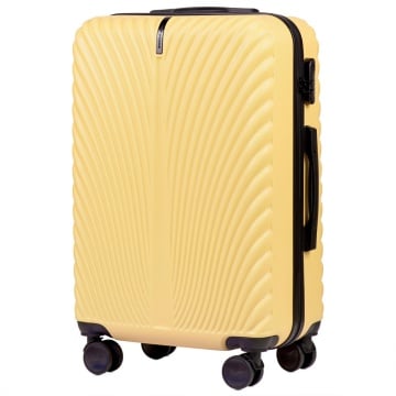 Troler mediu Wings Swan, ABS, 4 roti, cifru, 65.5 cm, galben deschis