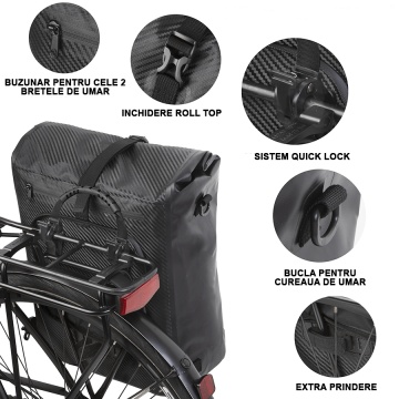 Geanta Bicicleta, Tip Rucsac, Material Tarpaulin, Dutch Mountains, Carbon, 604383, Negru - Img 4
