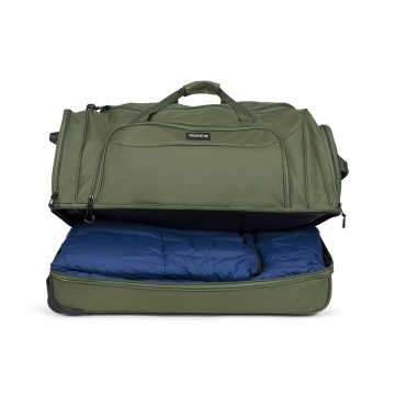 Geanta de voiaj cu role XL TravelZ, 2 compartimente, poliester, 72 cm, verde - Img 3