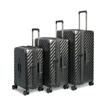 Set trolere extensibile Carryon Trunk, policarbonat, 1 bagaj de cabina si 2 de cala, cifru TSA, 4 roti cu suspensii, negru - Img 1