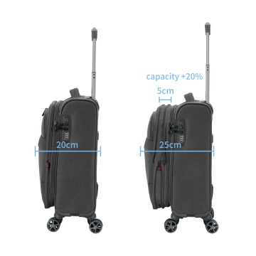 Troler Cabină Extensibil 55x35x20 cm Lee Cooper, Poliester, 4 Roti Duble, LC33503, Antracit - Img 3