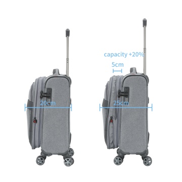Troler Cabină Extensibil 55x35x20 cm Lee Cooper, Poliester, 4 Roti Duble, LC33503, Gri - Img 4