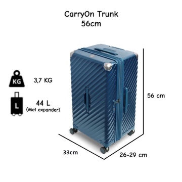 Troler cabina extensibil Carryon Trunk, policarbonat, 56x26x33 cm, bagaj de mana, cifru TSA, 4 roti cu suspensii, albastru - Img 4