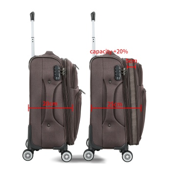 Troler cabină extensibil Madisson, 55x35x20/25 cm, poliester, 4 roți duble, cifru, SW55104, maro - Img 4