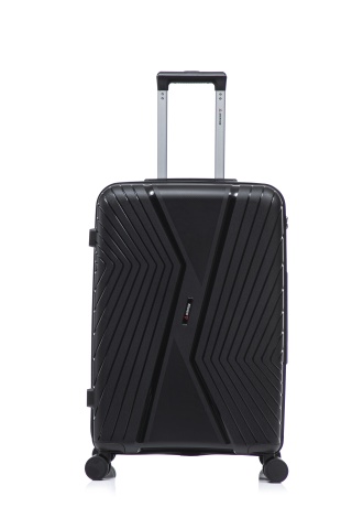 Troler de cabină Aventor AV105, 55x38x21.5 cm, polipropilenă, bagaj de mână, cifru TSA, 4 roți duble 360°, negru