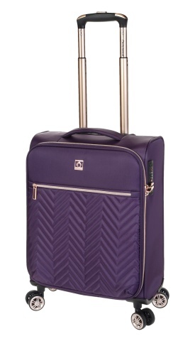 Troler de cabina Diplomat Monaco 55x37x20 cm, fermoar antifurt, bagaj de mana, poliester, cifru TSA, mov