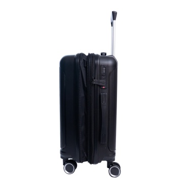 Troler de cabina extensibil Aventor AV101, 55x36x21.5 cm, bagaj de mana, polipropilena, +20% capacitate, fermoar antifurt, cifru TSA, negru - Img 7