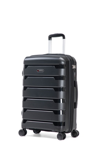Troler Mare Aventor, 76.5x51.5x29.5 cm, Polipropilenă, Cifru TSA, 4 Roți Duble 360°, AV109, Negru