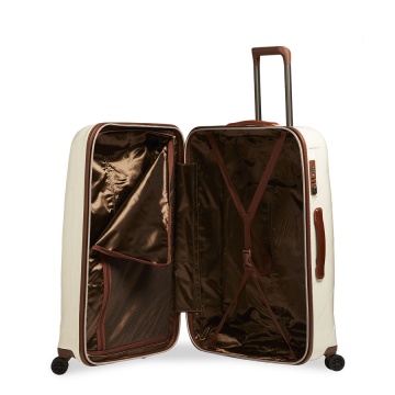 Troler Mare Policarbonat/Piele Naturala Stratic Leather and More L - 76 cm Alb - Img 2