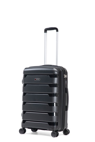 Troler Mediu Aventor, 67.5x46x27 cm, Polipropilenă, Cifru TSA, 4 Roți Duble 360°, AV109, Negru