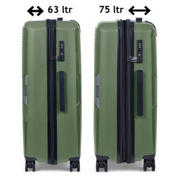 Troler mediu extensibil TravelZ Swinger, polipropilena, cifru TSA, 4 roti duble, 67 cm, verde - Img 5