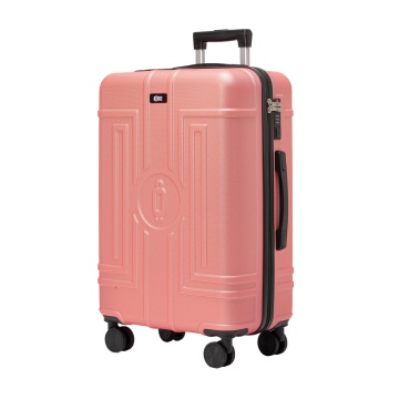 Troler Mediu, Rowex Casolver, ABS, 66 x 46 x 27 cm, 4 roti duble cu rotatie 360°, Cifru TSA, Rose