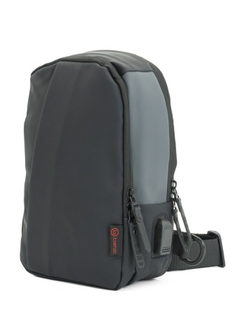 Geantă de umăr Benzi, 28x16x8 cm, Poliester, Port USB, Bretea Reglabila, BZ 5938, Negru/Gri