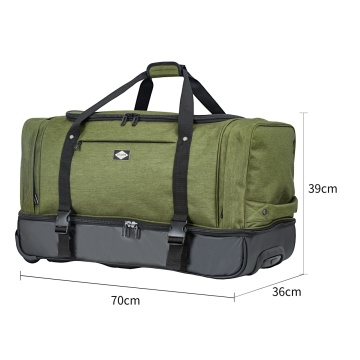 Geanta de voiaj cu role Lee Cooper, 2 compartimente, poliester 600D/bumbac, 98L, 70 cm, grena - Img 4