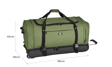 Geanta de voiaj cu role XL Lee Cooper, 2 compartimente, poliester 600D/bumbac, 80 cm, grena - Img 6