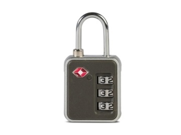 Lacăt TSA cu cifru pentru bagaj, 6.5x3x1.5 cm, metal, Worldpack F10379, gri