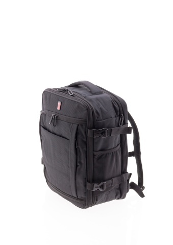 Rucsac avion 40x30x20/23 cm extensibil, bagaj de mână Wizz Air/Ryanair, 24/28L, poliester hidrofug, 15 inch, Gladiator Loop, negru - Img 6
