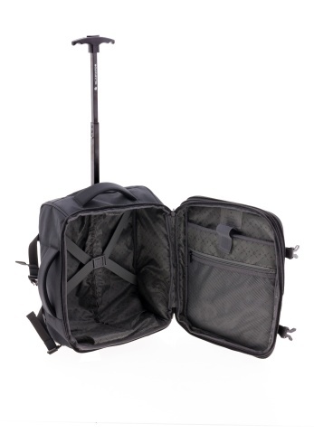 Rucsac cu role 40x30x20/23 cm extensibil, bagaj de mână Wizz Air/Ryanair, 24/28L, poliester hidrofug, 15 inch, Gladiator Loop, negru - Img 2