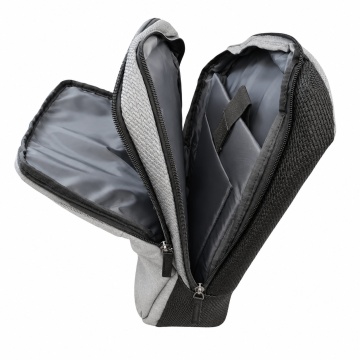 Rucsac Laptop 14" Davidts Portofino Wizz Air/Ryanair, 40 x 28 x 14 cm, Poliester 1680D/Piele ecologica, Gri - Img 4