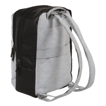 Rucsac Laptop 14" Davidts Portofino Wizz Air/Ryanair, 40 x 28 x 14 cm, Poliester 1680D/Piele ecologica, Gri - Img 2