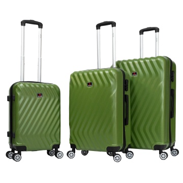 Set trolere Aventor AV104, 1 bagaj de cabina si 2 de cala, 100%ABS, cifru, 4 roti duble 360°, verde