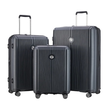 Set trolere extensibile Verage Rome, 1 bagaj de cabina si 2 de cala, fermoar antifurt, polipropilena, cifru TSA, 4 roti 360°, negru