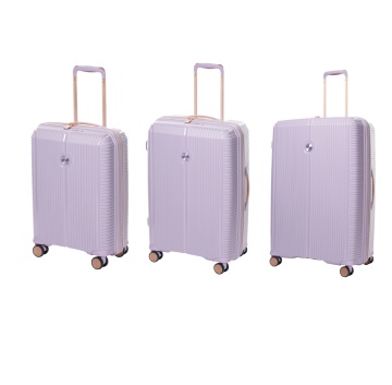 Set trolere extensibile Verage Rome, 1 bagaj de cabina si 2 de cala, fermoar antifurt, polipropilena, cifru TSA, 4 roti 360°, mov