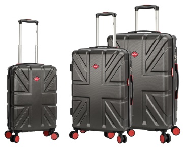Set Trolere Lee Cooper London, ABS, 4 Roti Duble, Cifru, 3 Piese, Antracit