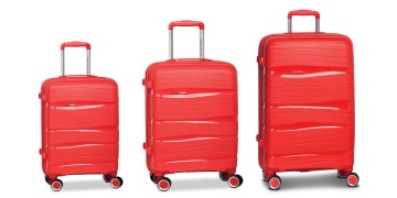 Set Trolere, Polipropilena, 4 Roti Duble, Cifru TSA, Worldpack, Miami, F10458 - 3 Piese, Portocaliu