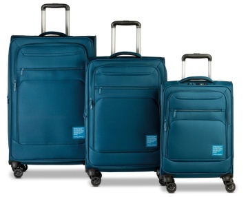 Set trolere Worldpack Bern F10508, 1 bagaj de cabina si 2 de cala, poliester, cifru TSA, 4 roti duble, turcoaz