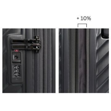 Troler cabina extensibil Carryon Trunk, policarbonat, 56x26x33 cm, bagaj de mana, cifru TSA, 4 roti cu suspensii, auriu - Img 12