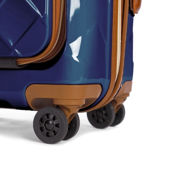 Troler Cabina Policarbonat/Piele Naturala Stratic Leather and More S - 55 cm Albastru - Img 10