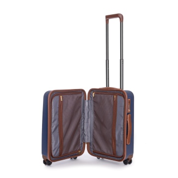 Troler Cabina Policarbonat/Piele Naturala Stratic Merian S - 55 cm Bleumarin - Img 2