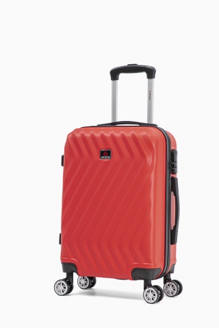 Troler de cabina Aventor AV104, 55x36x22 cm, bagaj de mana, 100%ABS, cifru, 4 roti duble 360°, rosu
