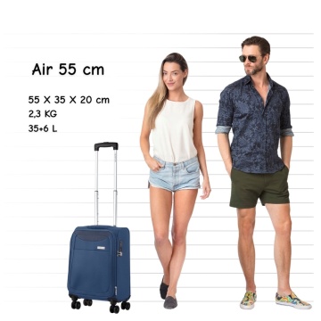 Troler de cabina extensibil CarryOn Air, bagaj de mana, 55x35x20 cm, poliester, +20% capacitate, 2.3 kg, bleumarin - Img 7