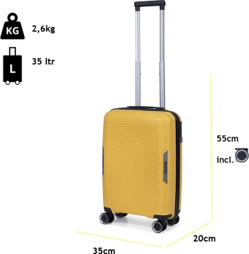 Troler de cabina TravelZ Swinger, polipropilena, cifru TSA, 4 roti duble, 55 cm, galben - Img 6