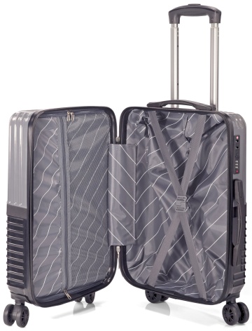 Troler Mare Extensibil Benzi 77x46x33 cm, Policarbonat, Cifru, BZ 5914, Gri - Img 2