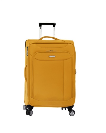 Troler Mare Extensibil Snowball SW87303, Fermoar Antifurt, 4 Roti Duble, Nylon, Cifru TSA, 77 cm, Galben mustar