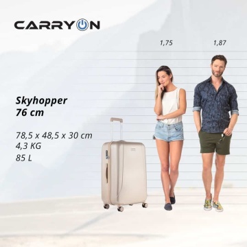 Troler Mare, Policarbonat/ABS, 4 Roti Duble, cifru TSA, CarryOn Skyhopper, 78.5 cm, Auriu - Img 9