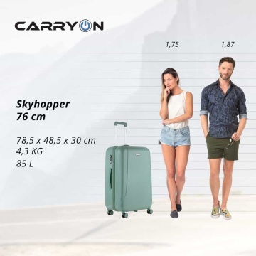 Troler Mare, Policarbonat/ABS, 4 Roti Duble, cifru TSA, CarryOn Skyhopper, 78.5 cm, Verde - Img 9
