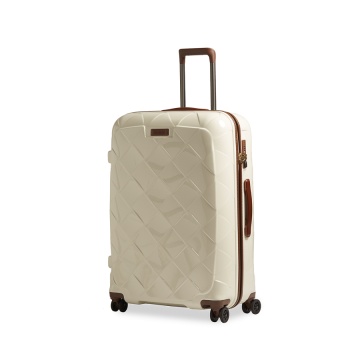 Troler Mare Policarbonat/Piele Naturala Stratic Leather and More L - 76 cm Alb - Img 3