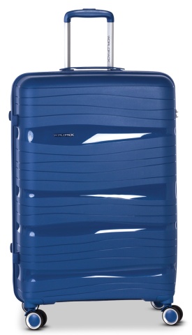 Troler Mare, Polipropilena, 4 Roti Duble, Cifru TSA, Worldpack, Miami, F10458 - 76 cm, Bleumarin