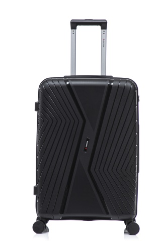 Troler mediu Aventor AV105, 65x44x25.5 cm, polipropilena, bagaj de cala, cifru TSA, negru