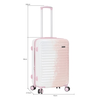 Troler Mediu Extensibil 66x42x27 cm Madisson, Fermoar Antifurt, Policarbonat, SW65203, Roz/Alb - Img 3