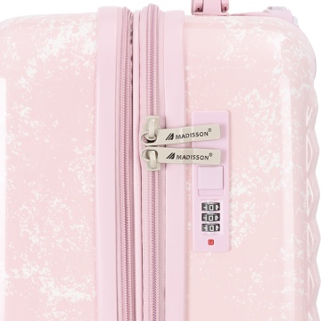 Troler Mediu Extensibil 66x42x27 cm Madisson, Fermoar Antifurt, Policarbonat, SW65203, Roz/Alb - Img 13