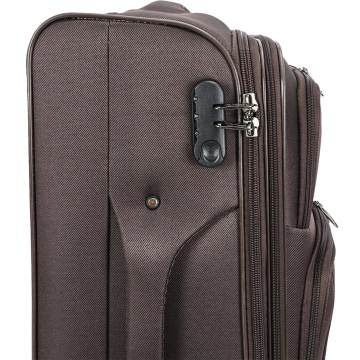 Troler mediu extensibil Madisson, 66x41x24/29 cm, poliester, bagaj de cală, 4 roți duble, cifru, SW55104, maro - Img 11