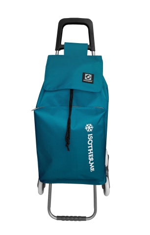 Carucior Cumparaturi Madisson SW22030, Buzunar Termoizolant, 6 Roti, Nylon, Turcoaz